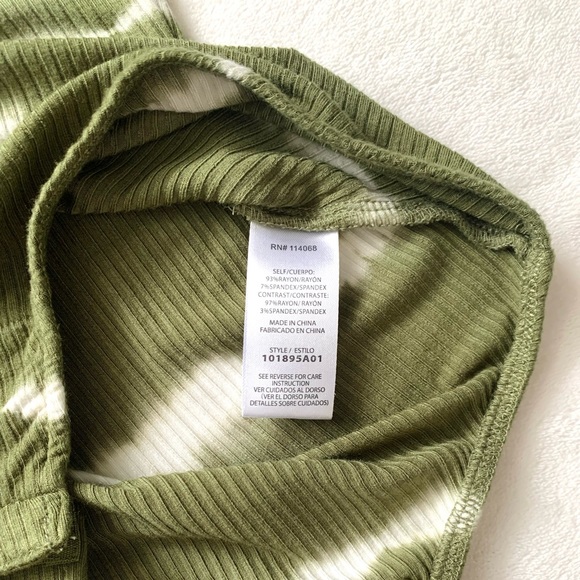 Ten Sixty Sherman Women’s Olive Green Tie Dye Square Neckline Body Suit - Picture 8 of 16